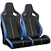 Pair of Universal Racing Seats, PVC Leather, Racing Bucket Seats with Dual Sliders, Reclinable for Driver and Passenger Side (VR006)