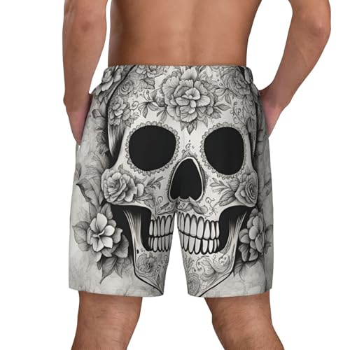 YANYU Mexican Skull Print Men Hawaiian Shorts Quick Dry Swim Trunks Surfing Beach Vacations Summer Activity3
