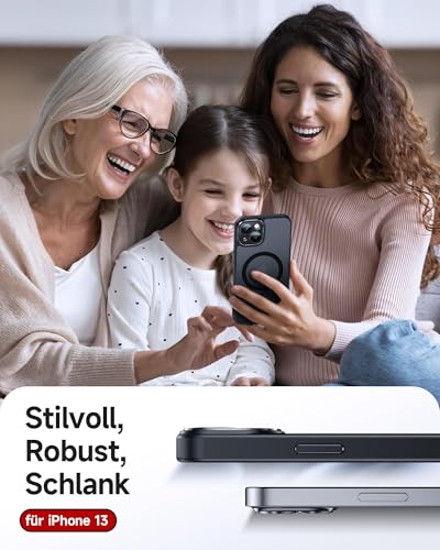LeYi für iPhone 13 Hülle mit Panzer Schutz Glas 2X[ für MagSafe] Handyhülle i Phone 13 Case Kameraschutz Displayschutz Folie Magnetisch Anti-Rutsch Matt Schwarz Schutzhülle Cover iPhone13- Schwarze 6