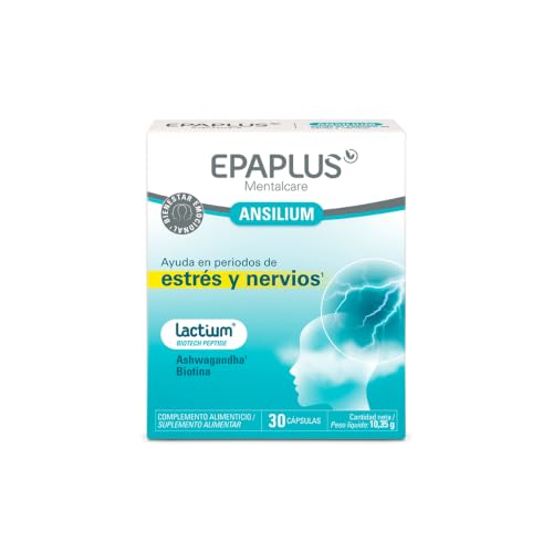 EPAPLUS Mentalcare Ansilium | Ayuda en Periodos de Estrés y Nervios | Con Lactium, Ashwagandha y Biotina | 30 Cápsulas