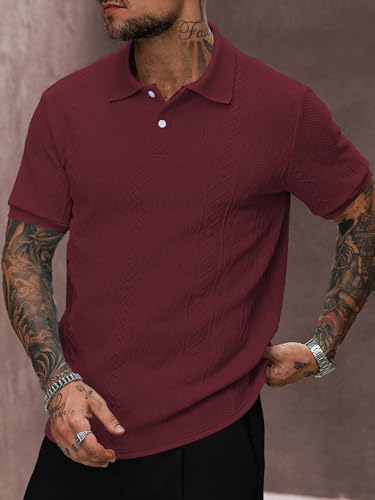 Image of GRECIILOOKS Textured Polo T-Shirt for Men | Premium Jacquard Collared Cotton Blend Polo | Smart Casual & Formal t Shirt for Men | Stylish t Shirt for Mens for Office, Party & Everyday