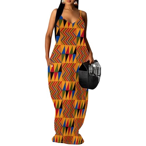 Image of SUZONANA Women Plus Size Summer Maxi Dress Spaghetti Strap Loose Sundress