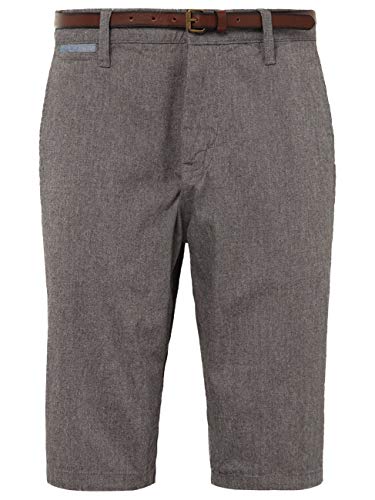 TOM TAILOR Herren Josh Regular Slim Chino Shorts mit Gürtel 1007871, 15574 - Yarn Dye Structure Grey, 30