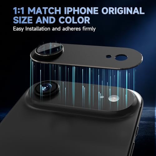 GratKit for iPhone 17 Air Camera Lens Protector, 9H Tempered Glass with Aluminum Alloy Frame Full Protective Cover, Case Friendly, Ultra HD, Night-Shot Friendly, Black — view 5