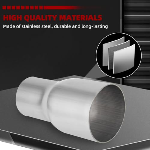 Image of A-KARCK Exhaust Adapter Connector 1.5 inch ID to 2 inch ID, Exhaust Pipe Reducer 4 inch Overall Length 304 Stainless Steel