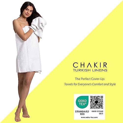 Chakir Turkish Linens 4 Piece Bath Towel Set, 100% Cotton Luxury Turkish Towels for Bathroom, Soft Absorbent Bath Towels, 27 x 54 Inches, White - 2