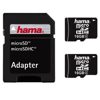 Doppelpack microSDHC 16GB Class 4 + Adapter/Foto