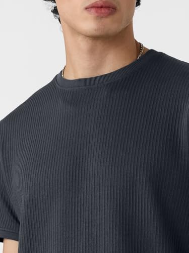 Image of The Souled Store Korean T-Shirts: Men and Boys Short Sleeves Round Neck Solid Regular Fit Easy to Style Everyday Wear Trendy Lightweight T-Shirt