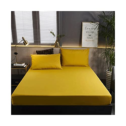 Drap-housse imperméable jaune 180x220 pour lit parental confortable - 2