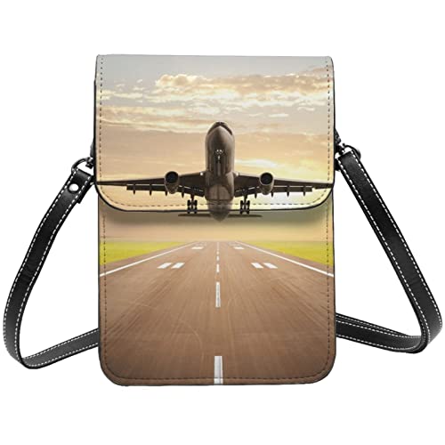 Petit sac à bandoulière pour filles noir avec rabat imprimé avion