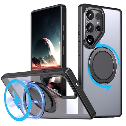 Phone Case for Samsung Galaxy with Magnet & 360° Rotating Kickstand by San Diego Express California (Black, S25 Plus)