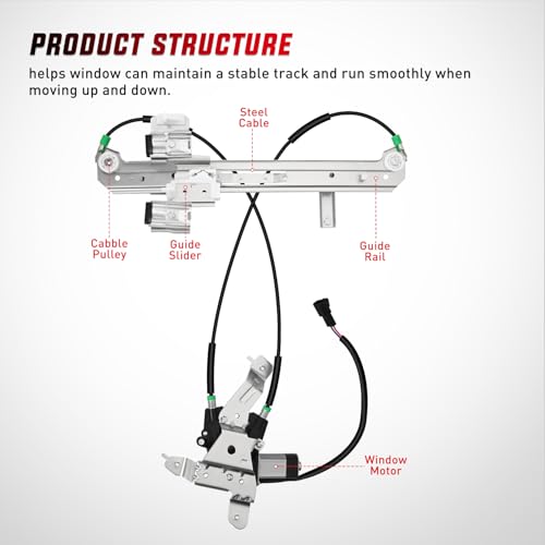 Image of Nilight Power Window Regulator with Motor Rear Driver Side,Compatible with Cadillac Escalade /Chevy Tahoe /GMC Yukon 2002 2003 2004 2005 2006,Rear Left,748-228