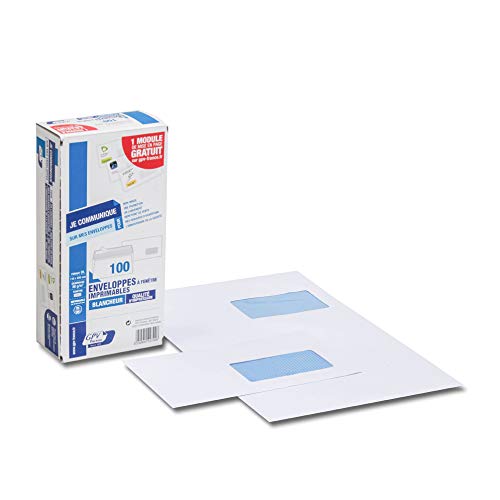 Boite De 500 Enveloppes Blanches 110x220 Mm 75g Fenêtre 45x100 Bande Siliconee P 144219