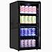 HOMCOM 93L Drinks Fridge, 115 Can Under Counter Freestanding Beer Fridge with Glass Door, Adjustable Shelves, LED Light, Temperature Control, for Beer Soda Drink Home Bar, Black