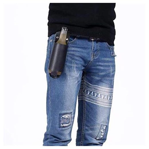 Old Tjikko BierHolster,Leder Flaschn Holster,0,33-0,5 Liter,Holster Bierhalter,Bier Accessoires,Bierhalter Leder,Gadget für den Herrentag,Geschenke für Männer (Black)
