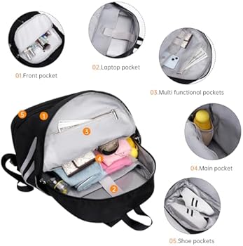 Keyck Sportrugzak Dames Mannen Rugzak met Schoenenvak en Vochtige Vak Klein Lichtgewicht Reisrugzak Unisex Dagrugzak Waterdichte Casual Sporttas voor Gym School Wandelen College Weekendtas, Zwart