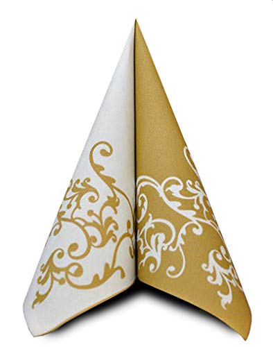 Servietten Pomp Gold-Weiß Tischdeko Hochzeitsdeko Servietten falten 50Stk 40x40cm Cover