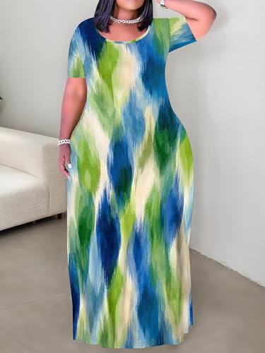 Image of Plus Size Maxi Dresses for Curvy Women T-Shirt Summer Sun Dresses Loose Fit