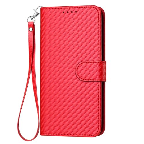 BEENTRYS PU Cuero Funda para Huawei P20 Lite/Nova 3E Funda,Cartera Libro con Tapa Piel Ranuras para Tarjetas Cierre Magnético Soporte Flip Case Antigolpes Silicona Bumper Carcasa-Rojo