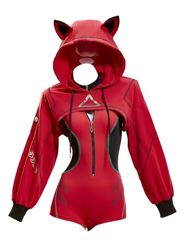 Mobbunny Women Anime Derivative Cyber Sportswear Tight Mecha Pilot Costume Sexy Lingerie Bodysuit with Short Jacket (XL)
