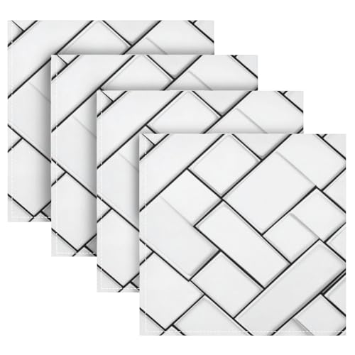 Servilletas de Tela Reutilizables Negro Blanco 20x20 pulg 6 un miniatura 5