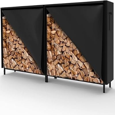 WALMANN 6 ft Firewood Rack with Cover, Heavy Duty Log Rack With Weather Resistant 600D Oxford Fabric Cover, Indoor/Outdoor Wood Holder for Firewood