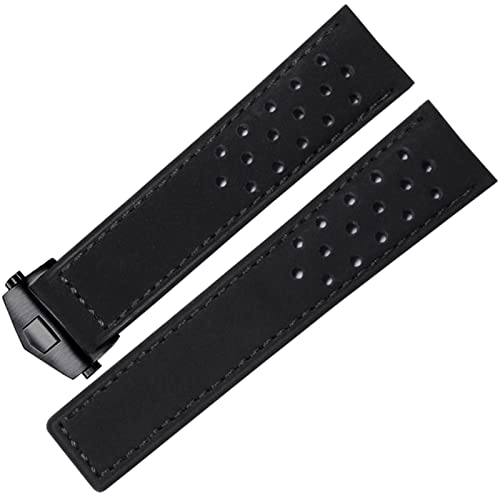 Bracelet de montre en cuir véritable élégant avec boucle pliable de 22mm style chic