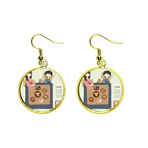 Pendientes tradicionales japoneses dorados el regalo de joyería ideal para mujer