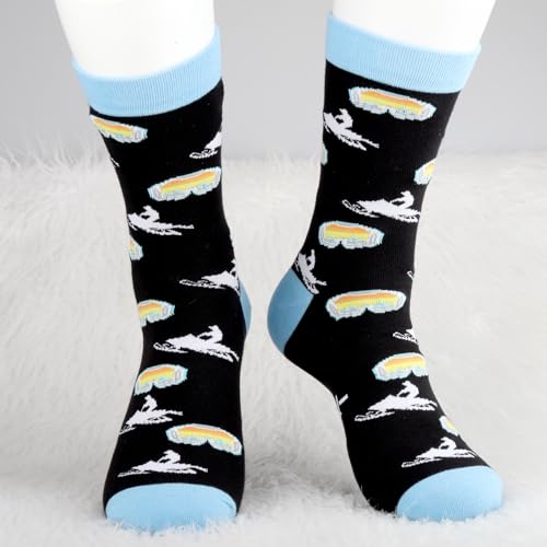 MBMSO Funny Snowmobile Gift 2 Pairs I'd Rather Be Snowmobiling Socks Sledding Gift for Snowmobile Lover Snowmobile Rider Gift4