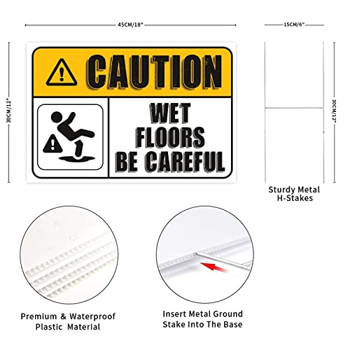 Junelucky Farmhouse Decorative Yard Sign 12X18 Inch Caution Wet Floors Be Careful Waterproof Corrugated Plastic Warning Yard Sign With H-Stakes Decorations For Lawn Garden Yard Home Outdoor #TOP2