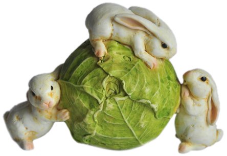Top CollectionEnchanted Story Fairy Garden Rabbits Rolling Cabbage Outdoor Statue