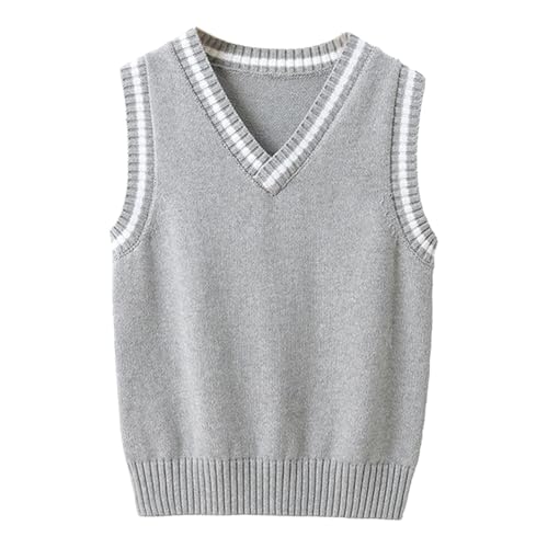 Boys Girls Sweater Vest Sleeveless Top Knit Cardigan Waistcoat School Uniform for Kids 2-12 Years