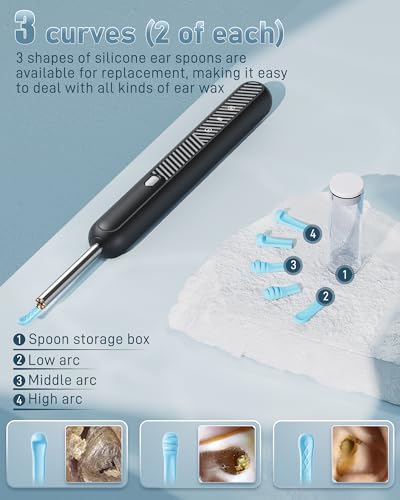 Loyker Ear Wax Removal Tool Camera, Ear Cleaner with 1080P Camera, Earwax Removal Cleaning Kit with 6 Ear Pick, Otoscope for iPhone, iPad, Android Phones, Gray - image 4
