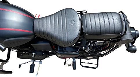 Sahara Seats Leather Finish Retro Style Waterproof Seat Cover for Royal Enfield Classic 350/500 (Black).