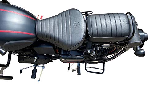 Sahara Seats Leather Finish Retro Style Waterproof Seat Cover for Royal Enfield Classic 350/500 (Black).