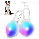 Picture of NOFUKCN Dog Collar Light 4 Modes RGB Lights for Dog Collar High Capacity USB Rechargeable Dog Light Waterproof Dog Lights for Night Walking,Climbing,Bike,Running (2 Pack White)