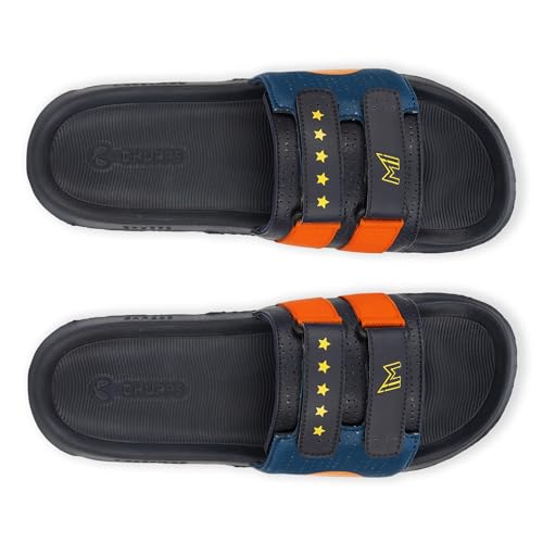 Image of CHUPPS Mi Ace Orange Navy Drift Orthopedic Slippers | Soft Footpharma Footbed | Breathable Ventilation Holes | Lightweight Flip Flops | Anti-Skid Chappals for Everyday For Mens