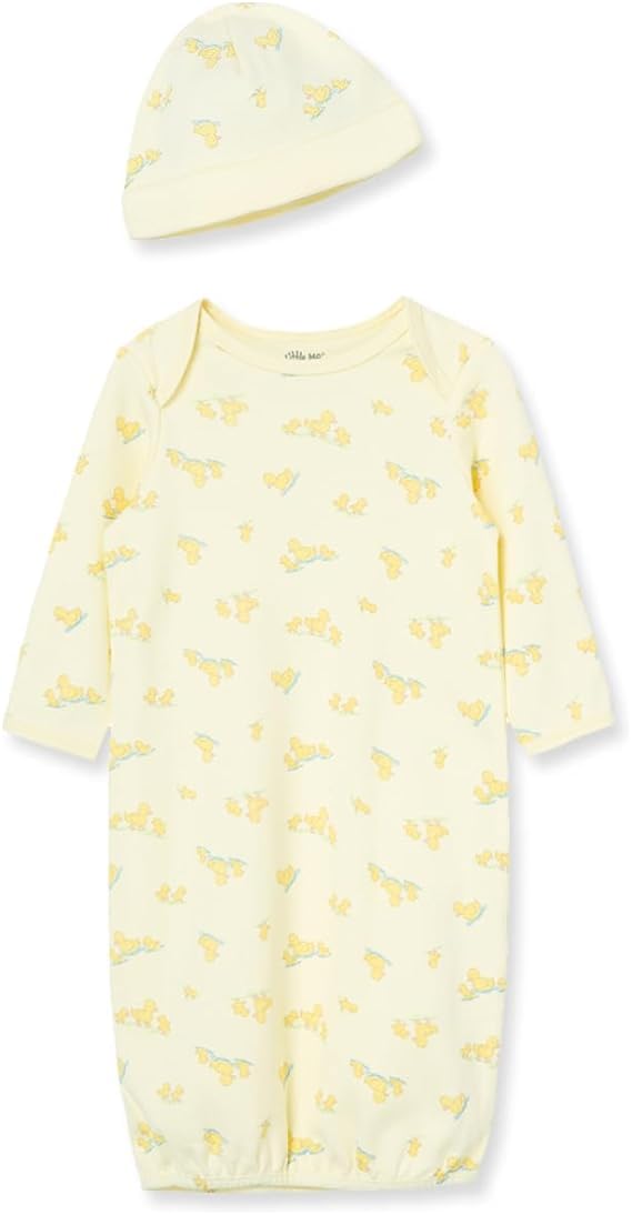 Clothes Baby Gender Neutral 2-Pc Nightgown and Cap Set 100% Cotton with Elastic Bottom, Baby Essentials,0-3 Months