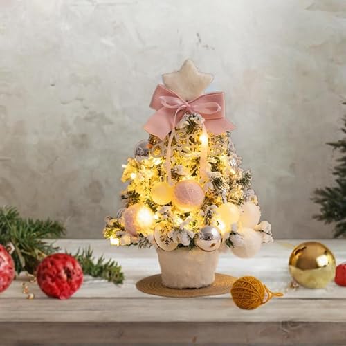 menolana Mini Árvore de Natal com Decoração de Mesa de Luz Adorno Decorativo DIY Kit de Árvore de Na