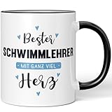 JUNIWORDS Tasse, Bester Schwimmlehrer, mit ganz viel Herz, Schwarz (6062799)
