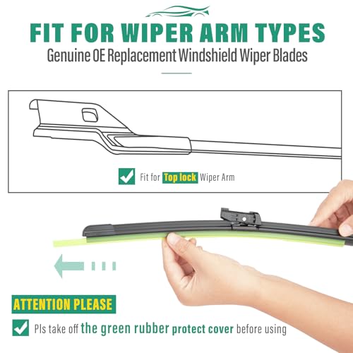 Image of 24 inch 20 inch Windshield Wiper Blades Replacement for Audi Q3 2015-2025,A4 S4 Q5 SQ5 2009-2025,A5 S5 RS5 2008-2025,Audi A6 2020-2024,Volvo XC40 XC90,Porsche Macan Premium Wiper Blade(Pack of 2)