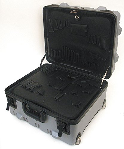Super-Size Tool Case with Wheels and Telescoping Handle Color: Gray