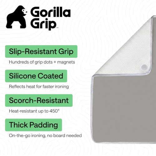 Image of Gorilla Grip Premium Ironing Pad, Magnetic Laundry Pad, 28 x 24 Inch, Heat and Scorch Resistant, Iron Board Mat for Table Top, Washer, Dryer, Durable Pads Great for Travel, Silver
