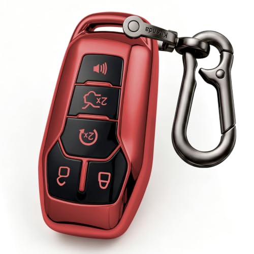 Étui de clé en TPU rouge pour Ford Edge et Lincoln finition élégante