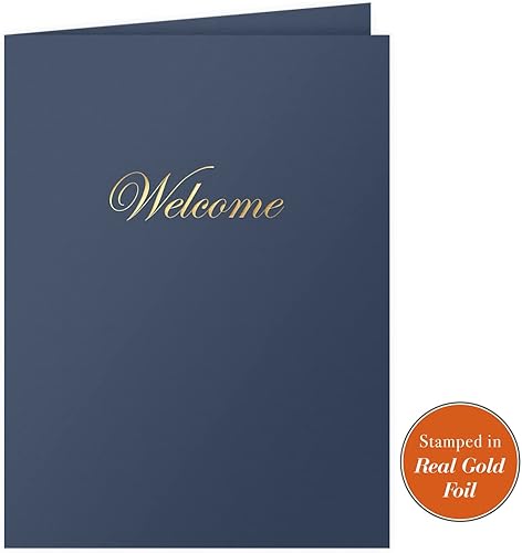 Miniatura 2 de 25 unidades, color azul, carpetas de bolsillo de bienvenida, estampado de lámina dorada, para profesionales de recursos humanos (9 x 12)