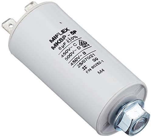 AnlaufKondensator MotorKondensator 6µF 450V 30x58mm Stecker M8 ; Miflex ; 6uF