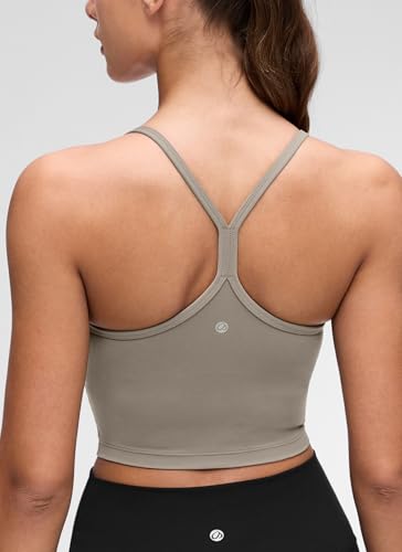 Image of CRZ YOGA Butterluxe Y Back Crop Tank Tops | Light Support, Removable Pads, Yoga, Extremely Soft, Scoop Neck, Spaghetti Straps, Longline Sports Bras for Women