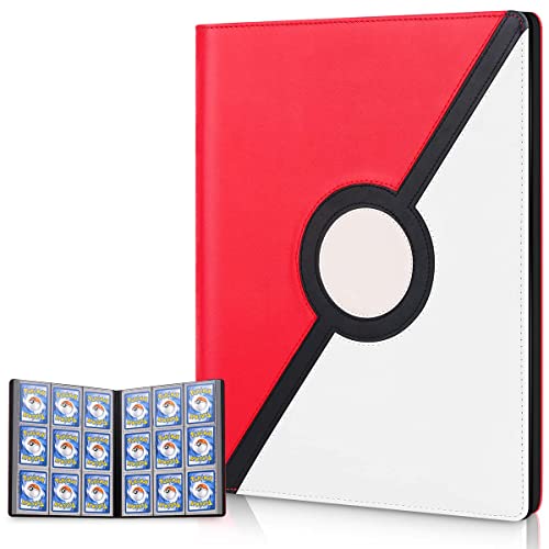 Blummy Card Holder Book Carrying Case Compatible with PM Trading Cards, Holder Album Binder Compatible with 22 Premium 18-Pocket Pages, 396 Cards (red and White)