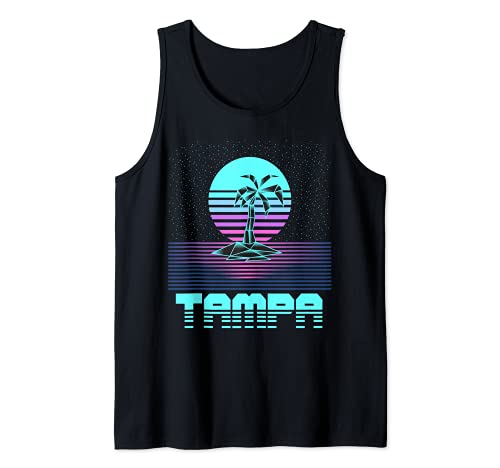 Tampa FL Retro Vintage 80s Palmera recuerdo Vaporware Camiseta sin Mangas