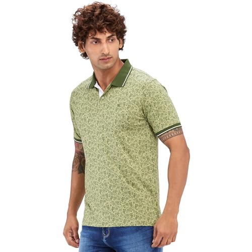Image of Raymond Men's Modern Fit Print Pattern Pure Cotton Half Sleeve Polo Casual T-Shirt